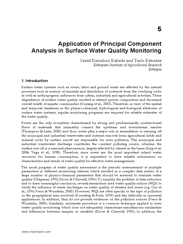 InTechApplication of Principal Component Analysis in Surface Water Quality Monitoring PDF