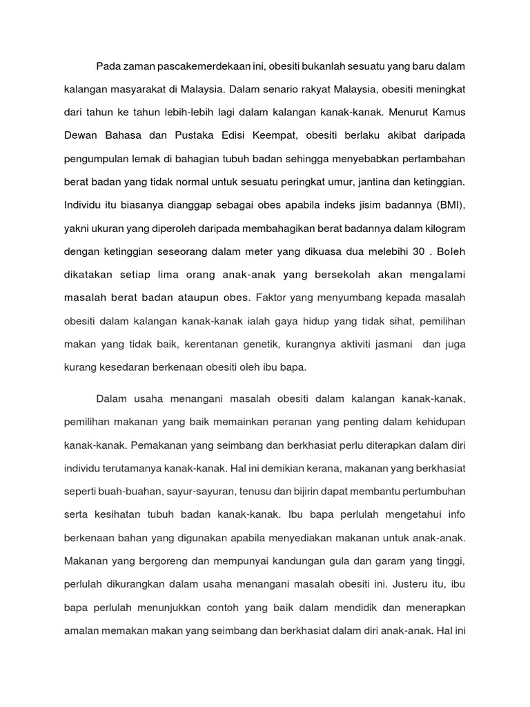 Cara Mengatasi Masalah Obesiti Dalam Kalangan Kanak Kanak Pdf