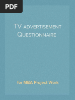 Questionnaire On TV Advertisement For MBA Project Work