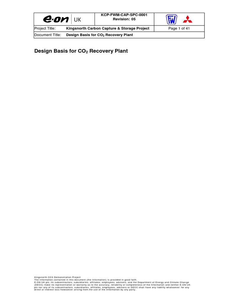 Design Basis for CO2 Recovery Plant | PDF | Carbon Capture And Storage ...