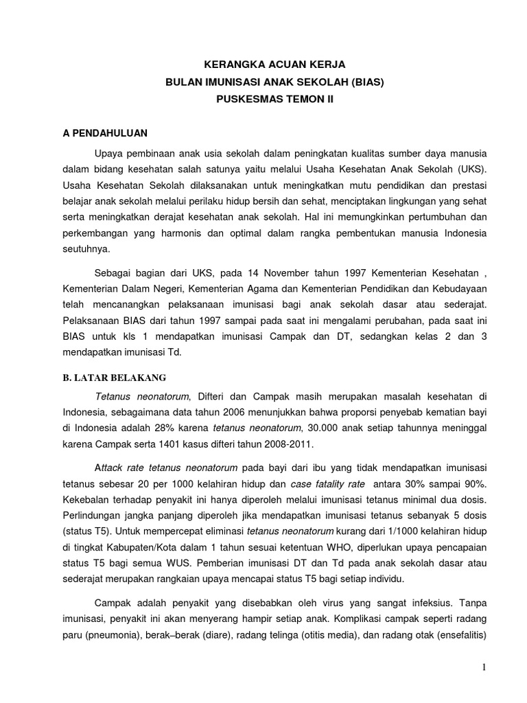 Kak Bias Bulan Imunisasi Anak Sekolah