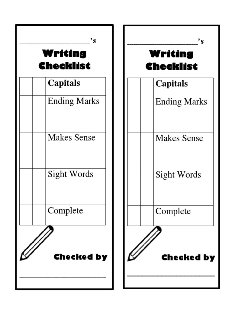 Writing Checklist PDF