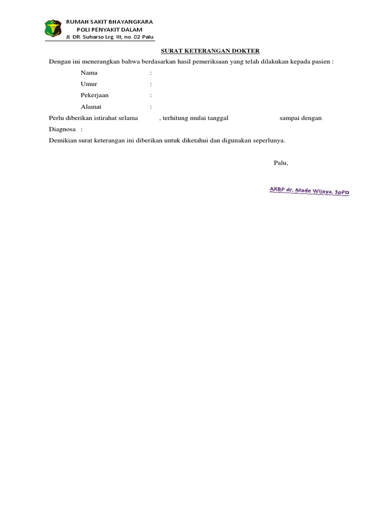 Contoh Surat Sakit