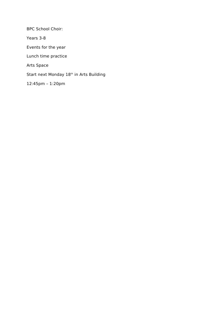 BPC School Choir Notes | PDF