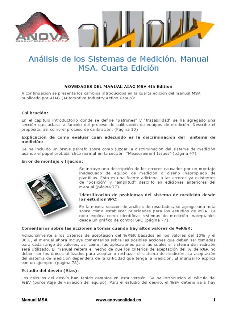 Novedades MSA 4 Edicion | PDF | Medición | Calibración