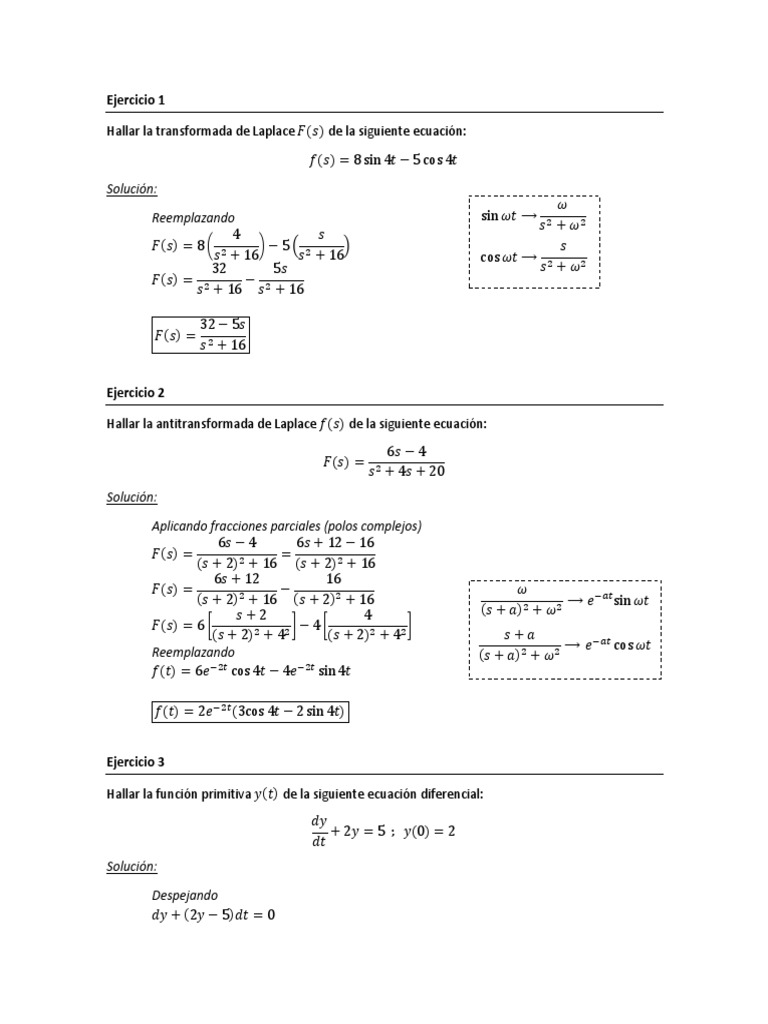 Ejercicios de Laplace | Descargar gratis PDF | Transformada de Laplace ...