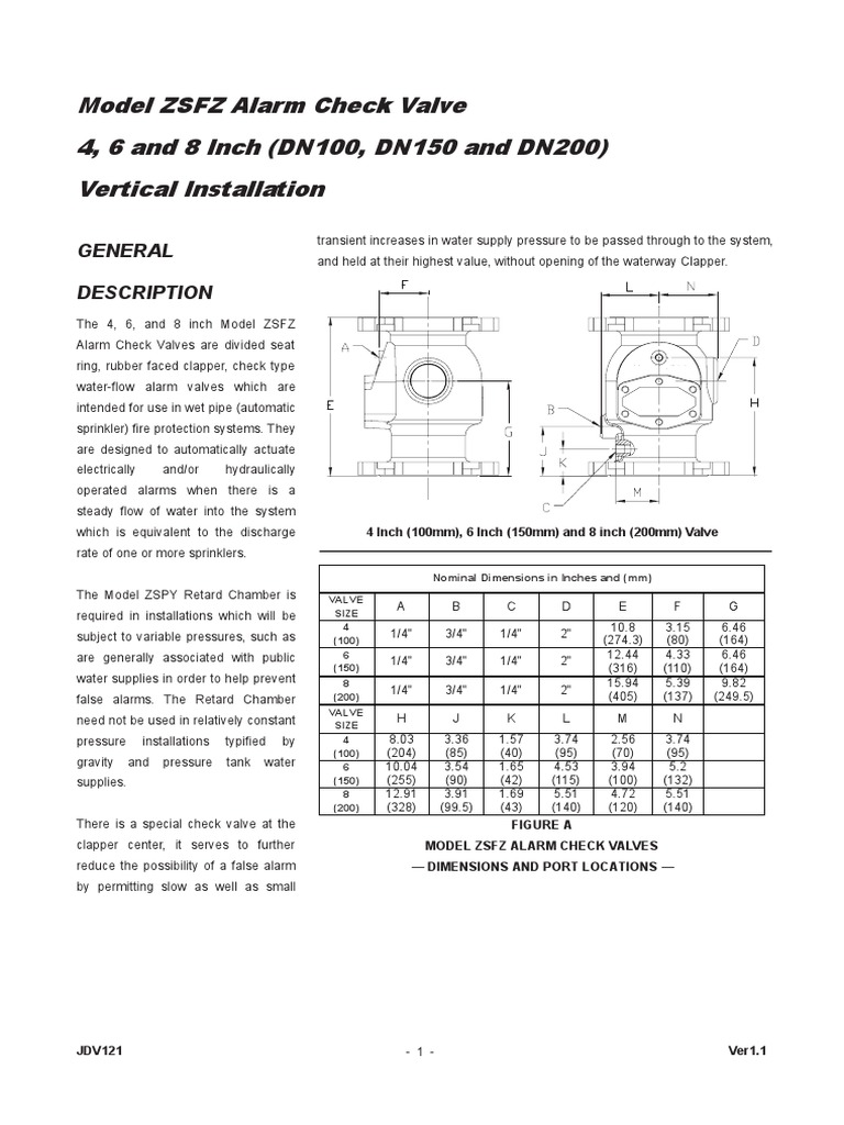 ZSFZ Alarm Check Valve Specifications | PDF | Fire Sprinkler System | Valve