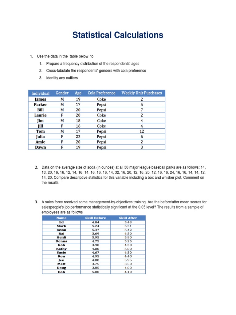 Statistical Calculations