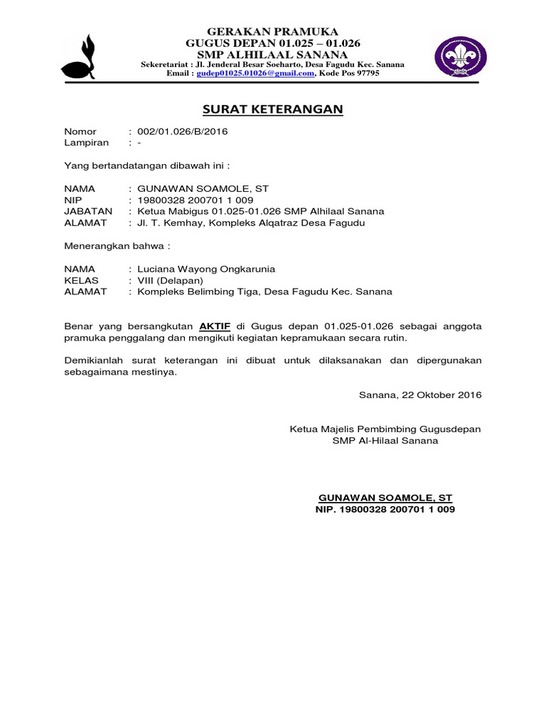 Surat Pramuka - Gambaran
