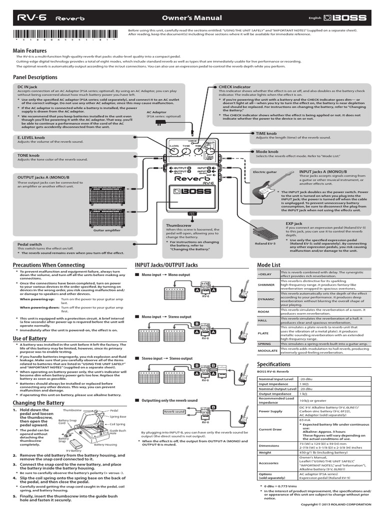 Boss rv6 Manual | PDF | Alternating Current | Electrical Engineering