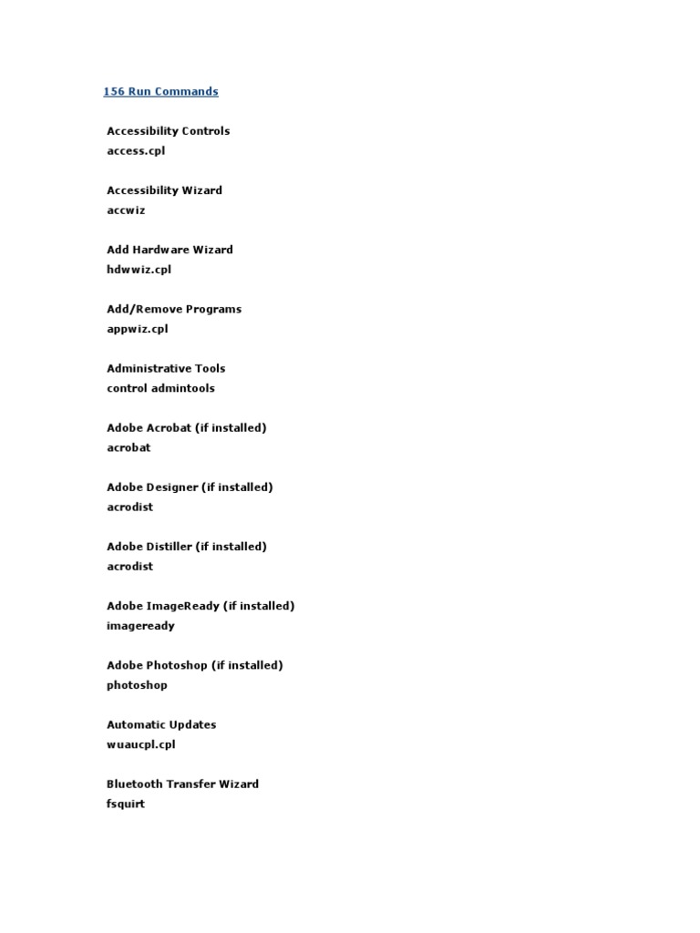 156 Run Commands | PDF | Computers | Technology & Engineering