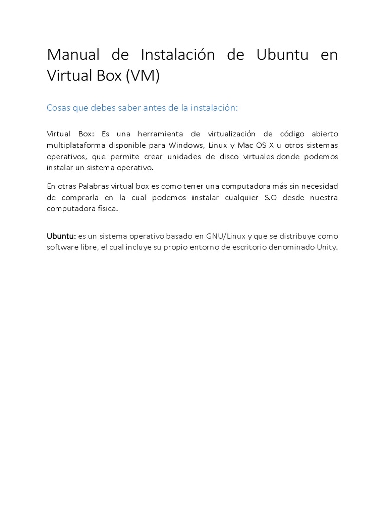 Instala Ubuntu en VirtualBox fácilmente | PDF | Ubuntu (sistema ...
