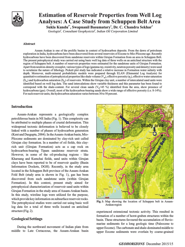 Estimation Of Reservoir Properties From Well Logs Pdf Petroleum