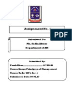 Assignment No. 1: Submitted To: Ms. Sadia Afroze Department of AIS