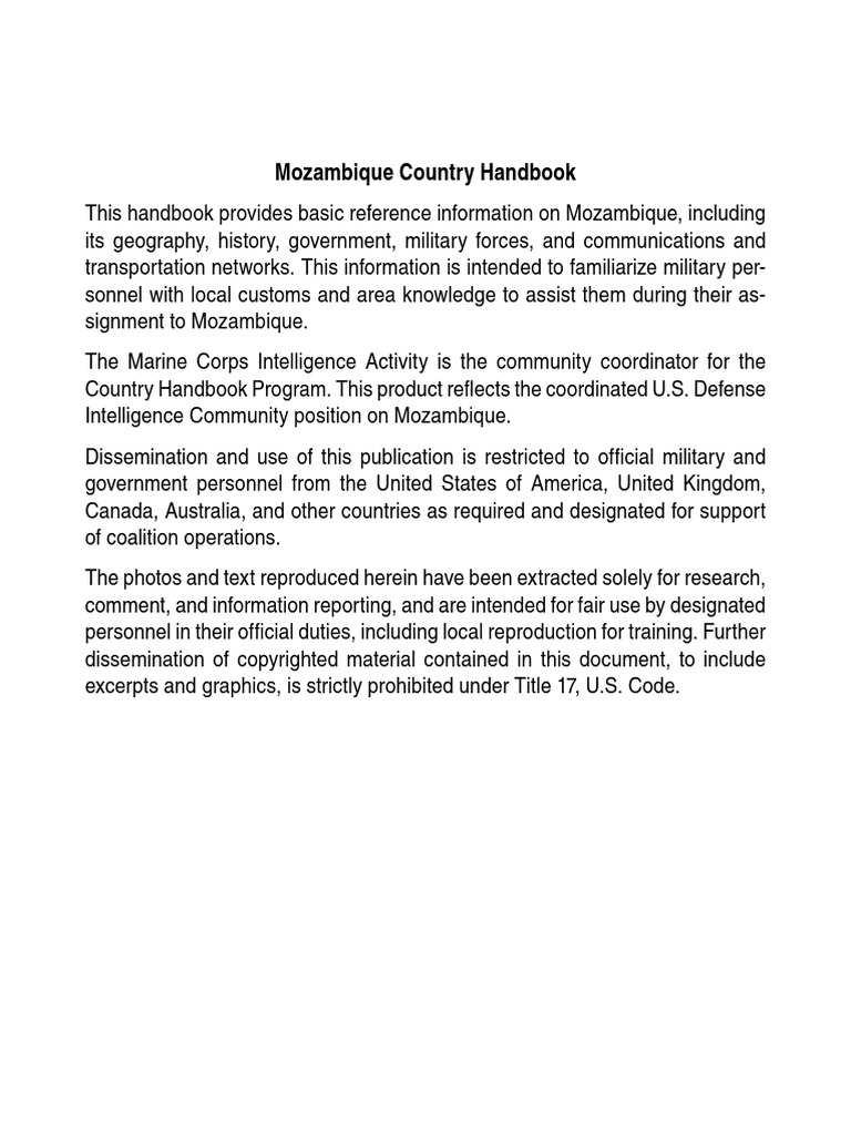 MCIA MozambiqueHandbook PDF, PDF, Mozambique