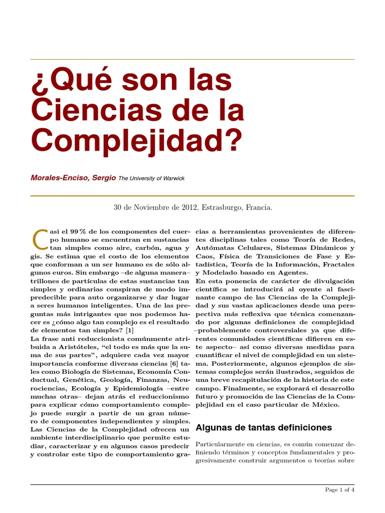 Ciencias de La Complejidad PDF PDF