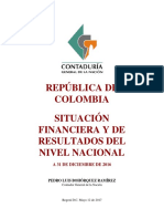 Situación Financiera y de Resultados Del Nivel Nacional 2016