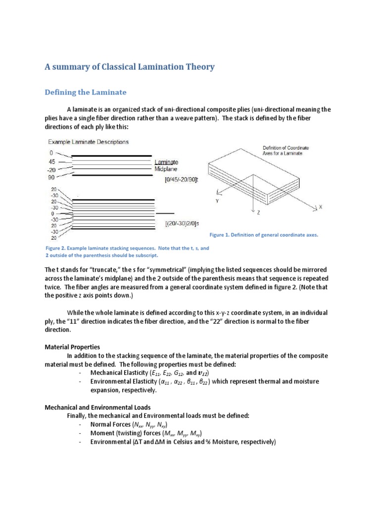 A Summary of Classical Lamination Theory PDF PDF Stiffness Matrix