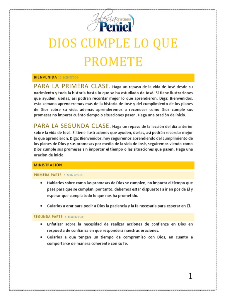 Lección 6 - Dios Cumple Lo Que Promete | PDF | Oración | Dios