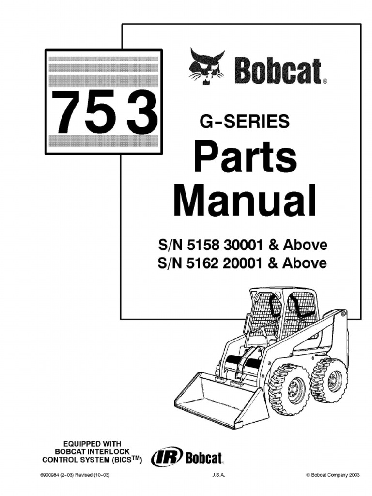 PDF Bobcat 753g Parts Manual | PDF | Screw | Fuel Injection