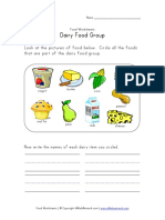 Dairy Food Group Worksheet