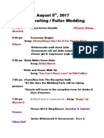 Wedding Agenda Time Line