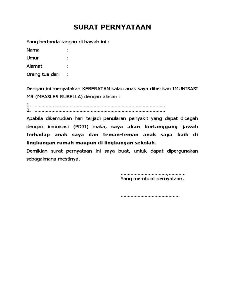 Surat persetujuan vaksin