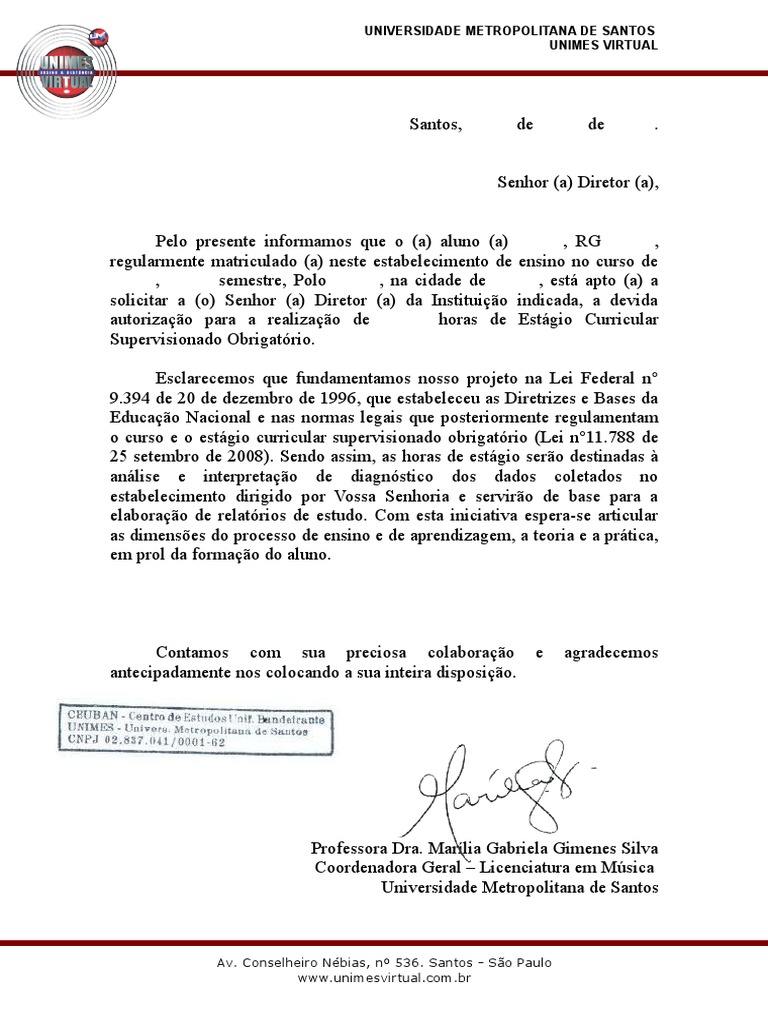Carta de Apresentação para EstágioGabriela  PDF