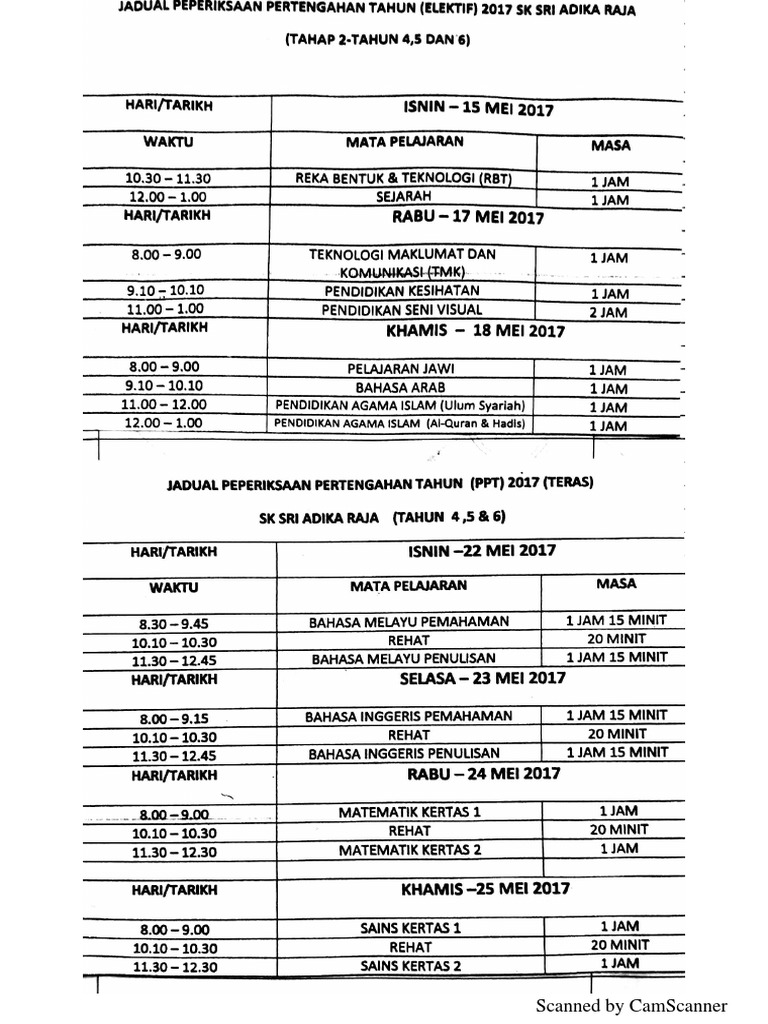 Jadual Exam Pdf
