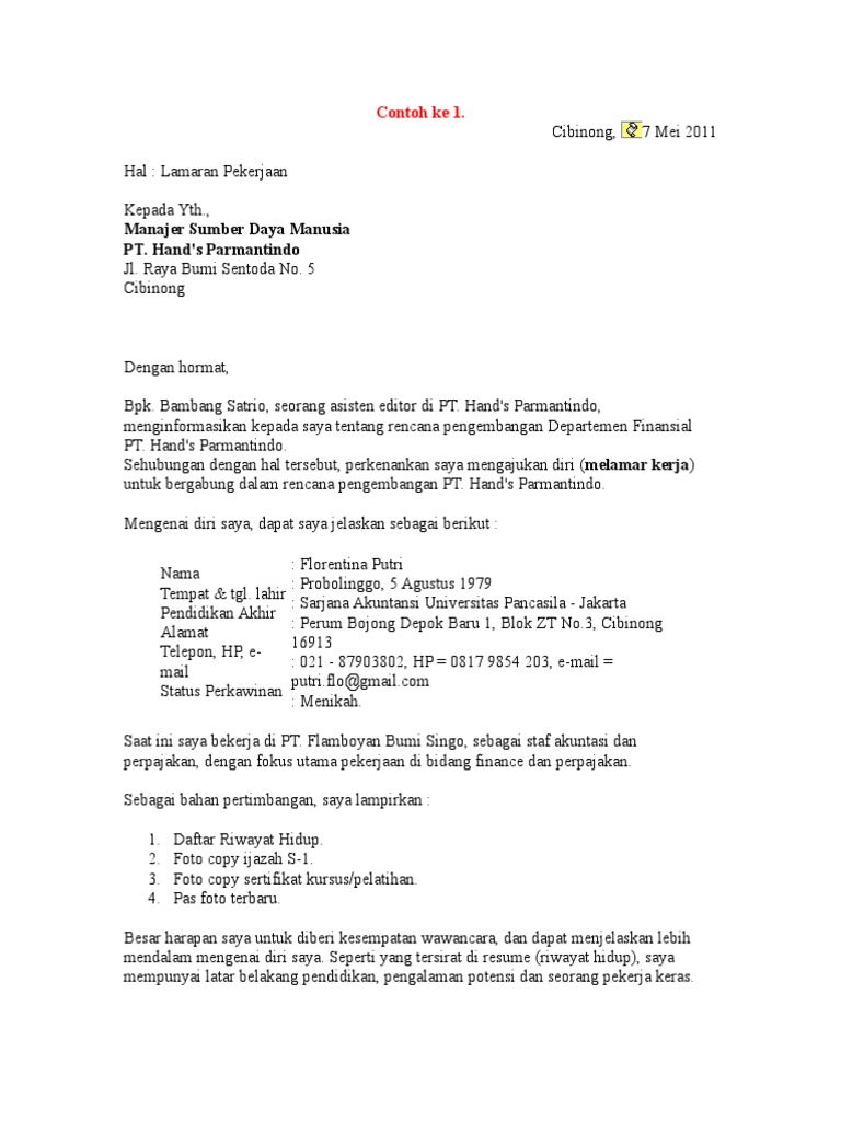 Contoh Lamran Kerja