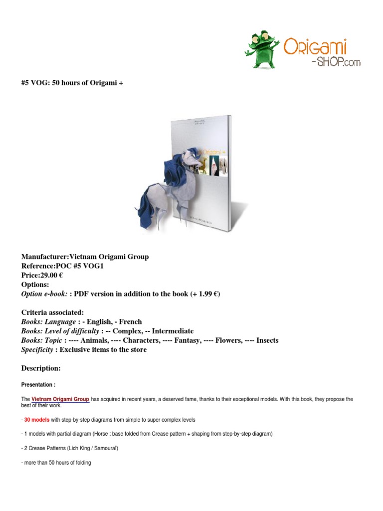 Origami Shop 5 Vog 50 Hours Of Origami Pdf