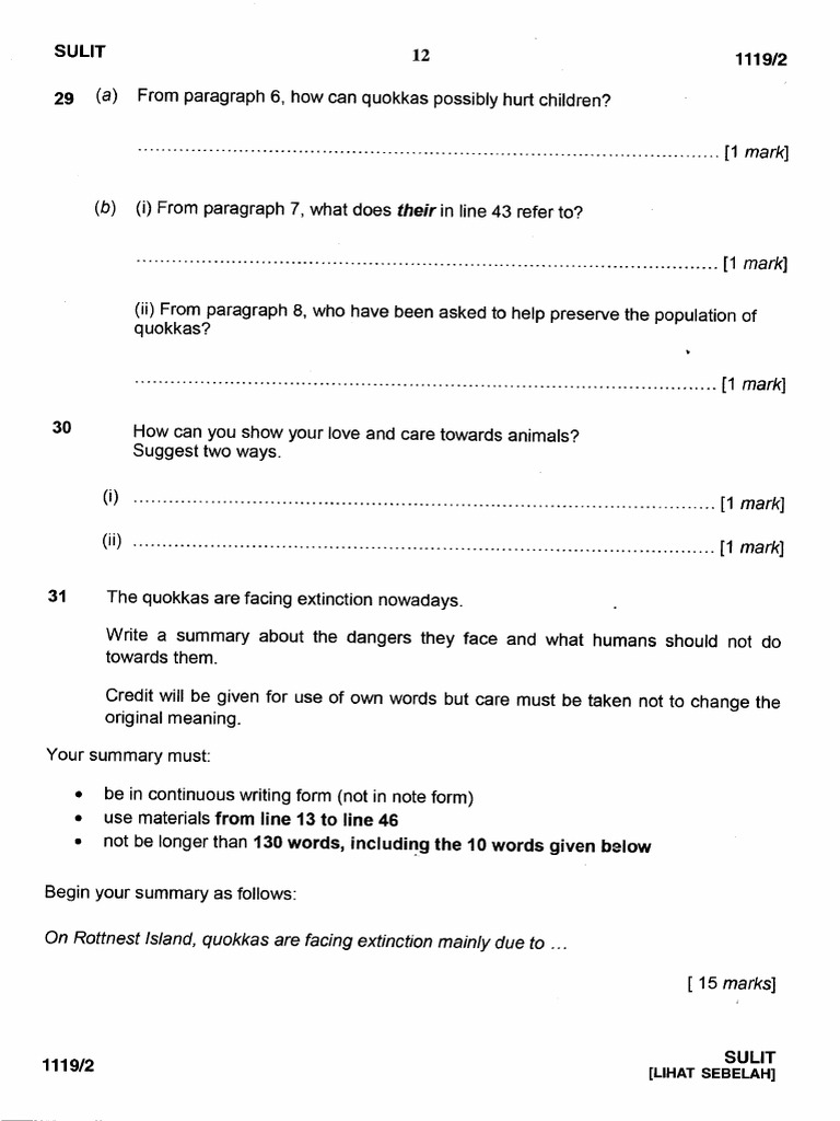 MPSM Kelantan Trial Exam Paper English Paper 2 Part 2 | PDF