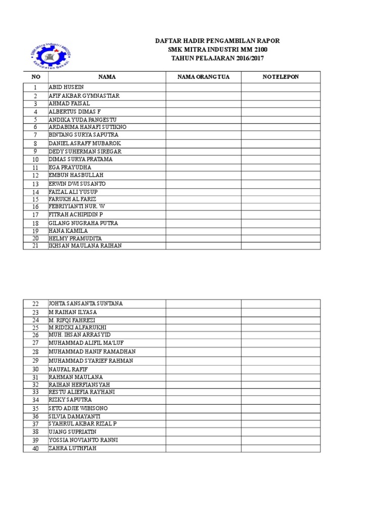 Absen Siswa Raport X