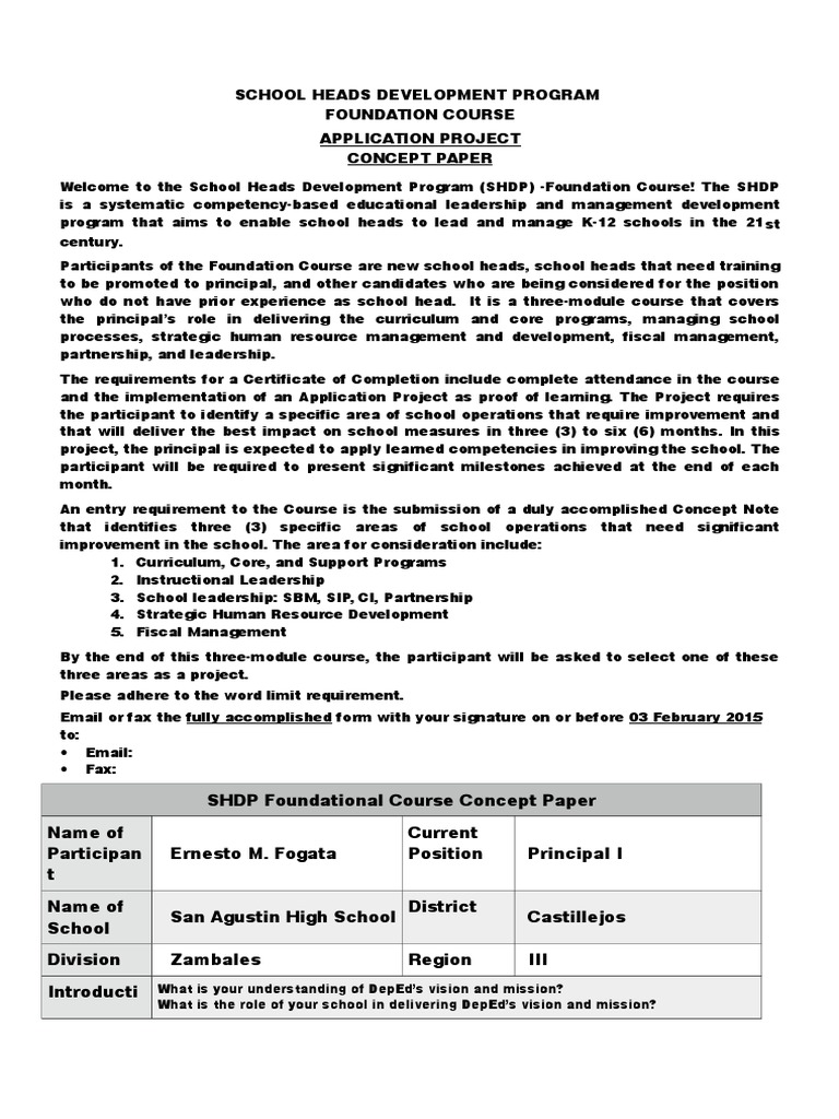 Sample Project Concept Paper | Curriculum | Teaching