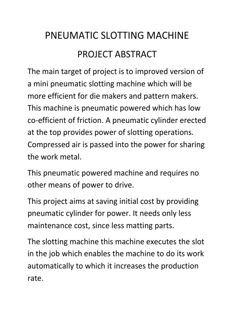 Pneumatic Slotting Machine PDF Machines Pneumatics