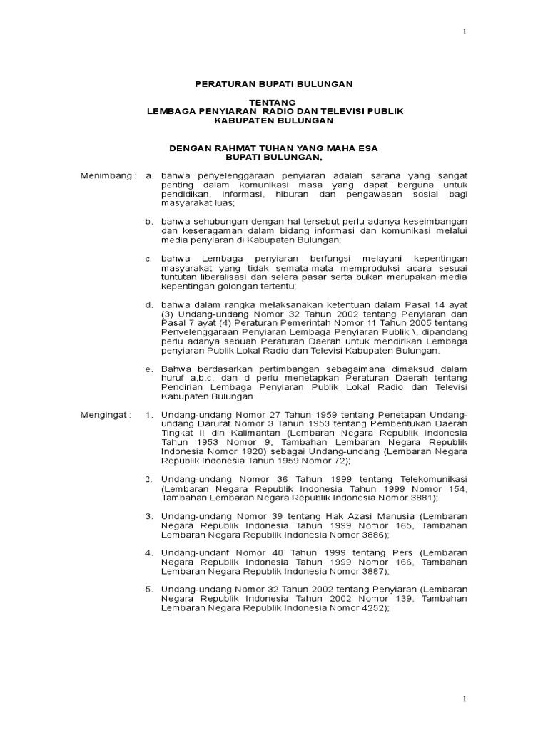 Perbup Radio Dan Televisi