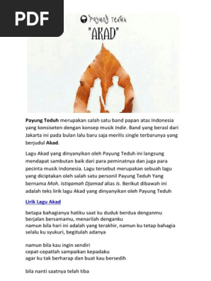 Lirik Lagu Akad Lagu Yang Cocok Untuk Yang Ingin Serius Menikah Dari Payung Teduh Pdf