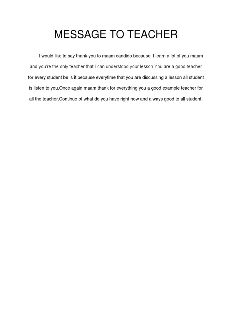 Message To Teacher | PDF