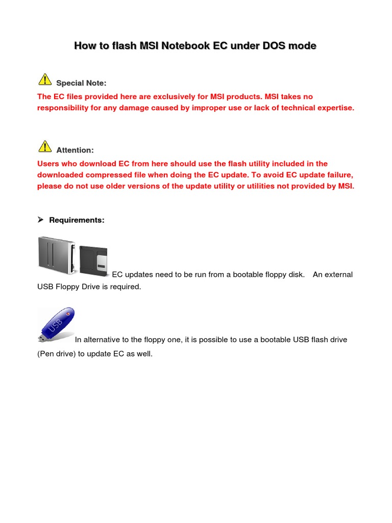 MSI EC Update Instructions | PDF | Booting | Bios