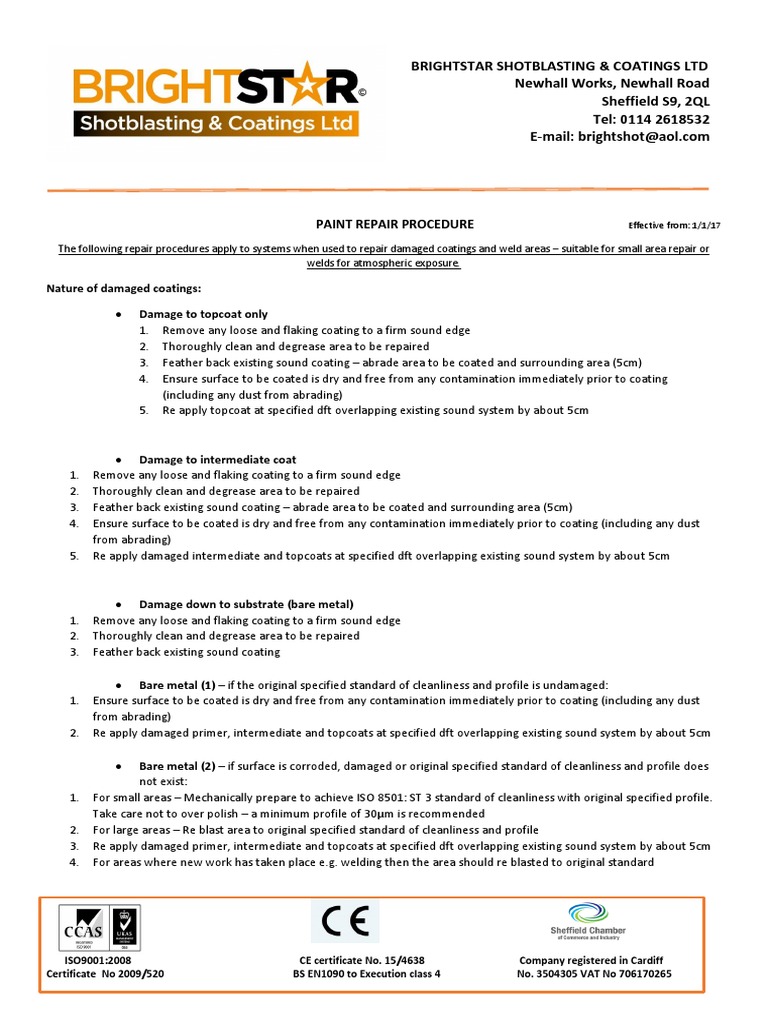 Paint Repair Procedure | PDF | Conservation And Restoration ...