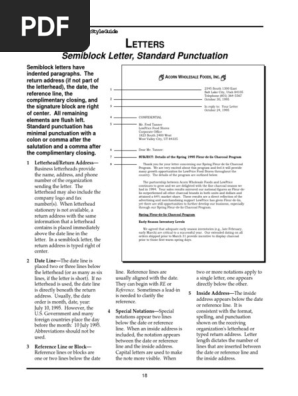 Semi Block Letter Format 0285009 Pdf Written Communication Text