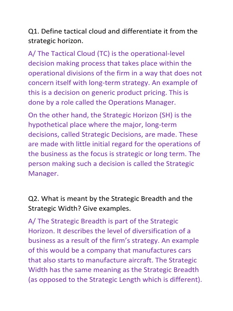Strategic Management Practice Quiz 1 | PDF | Strategic Management