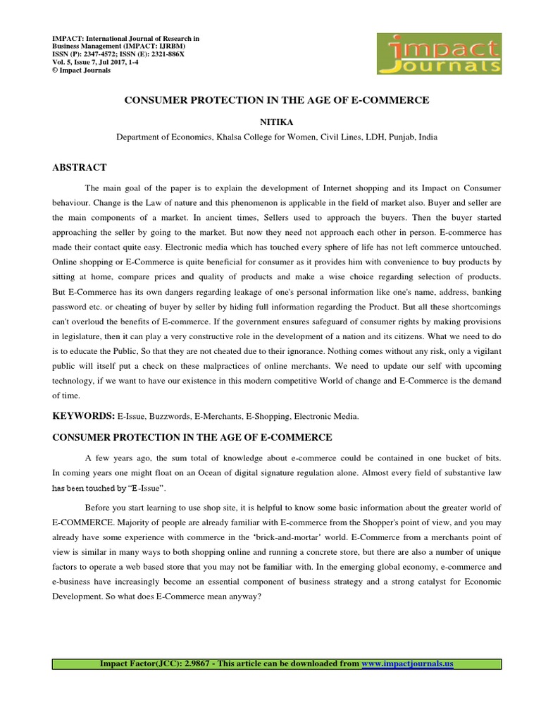 1.man-Consumer Protection in The Age of E-Commerce | PDF | E Commerce ...