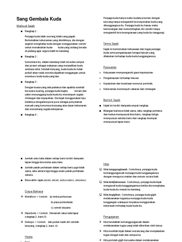 Sang Gembala Kuda Printable Pdf