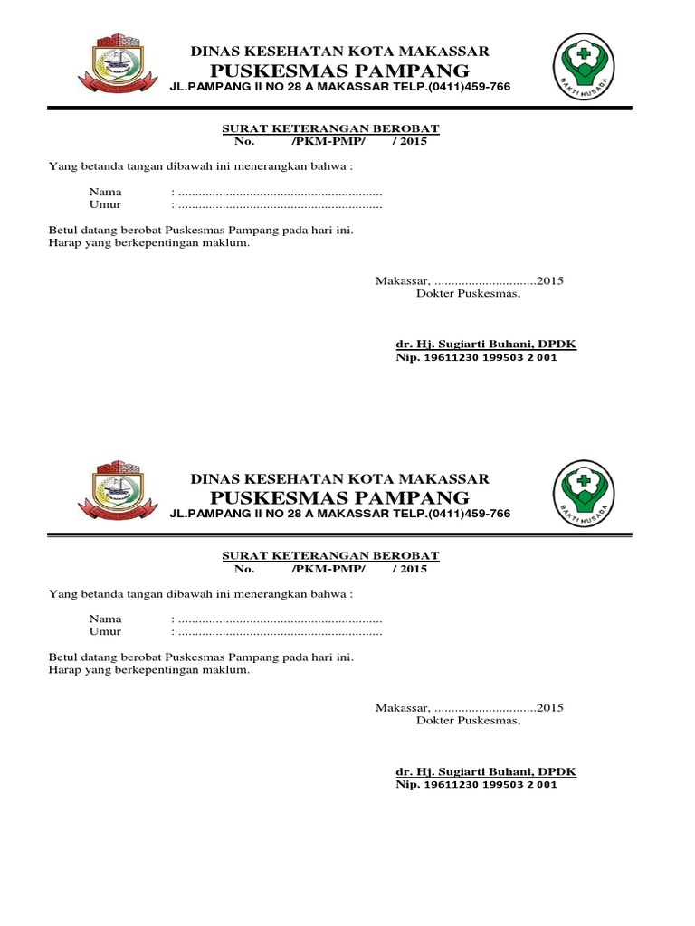 Surat Keterangan Sakit Puskesmas Makassar Anti Feixista