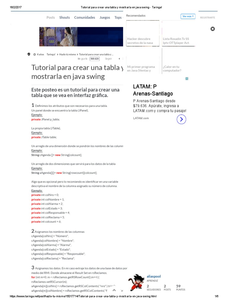 Tutorial para Crear Una Tabla y Mostrarla en Java Swing Taringa