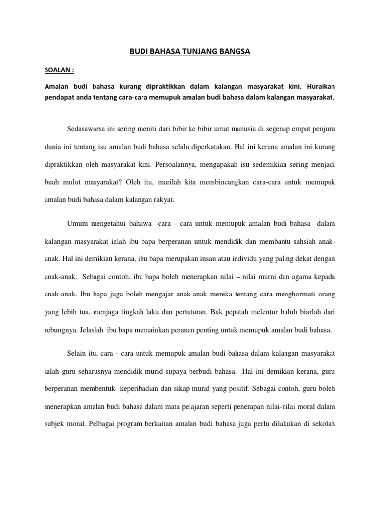 Budi Bahasa Tunjang Bangsa