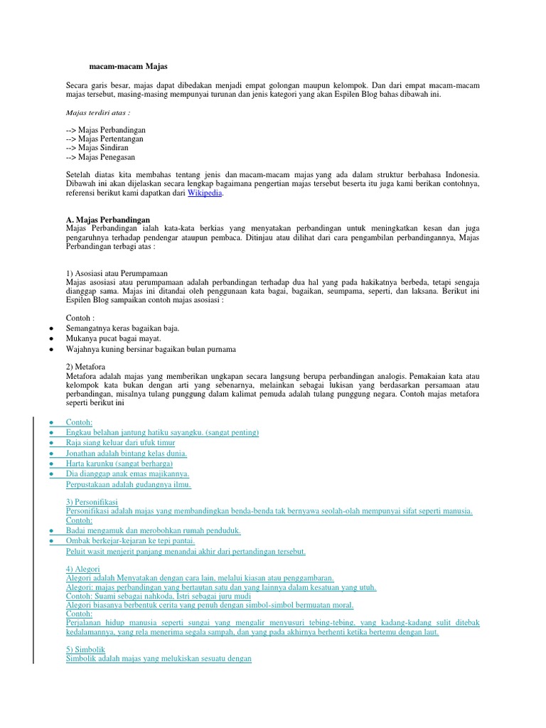 Majas Litotes Dan Asosiasi 1001 Contoh Majas
