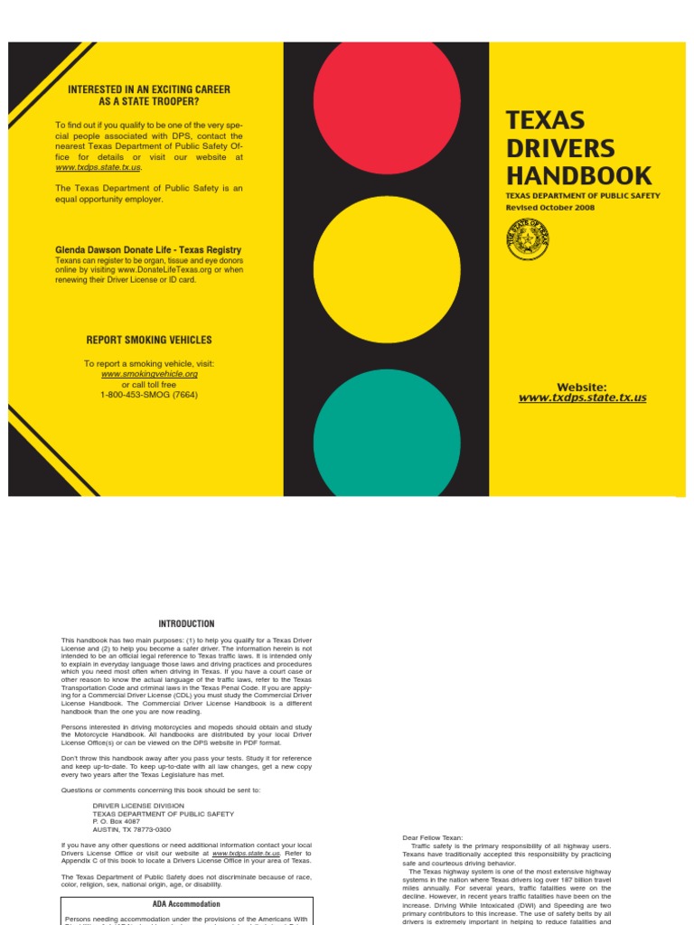 Texas Driving Handbook.pdf Driver's License Driving