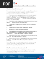 Frequently Asked Questions About Financial Procedure in Divorce